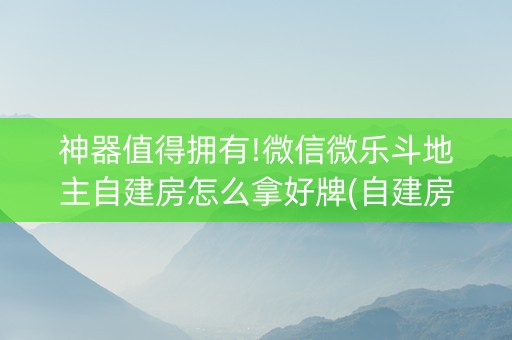 神器值得拥有!微信微乐斗地主自建房怎么拿好牌(自建房怎么赢)