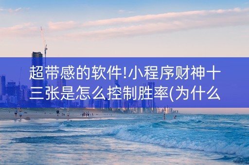 超带感的软件!小程序财神十三张是怎么控制胜率(为什么有人一直赢)