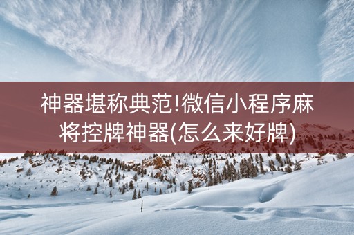 神器堪称典范!微信小程序麻将控牌神器(怎么来好牌)