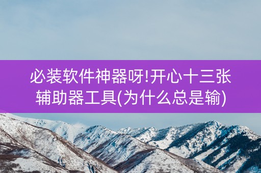 必装软件神器呀!开心十三张辅助器工具(为什么总是输)