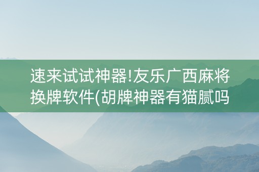 速来试试神器!友乐广西麻将换牌软件(胡牌神器有猫腻吗)