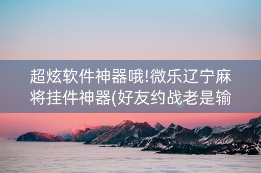 超炫软件神器哦!微乐辽宁麻将挂件神器(好友约战老是输)