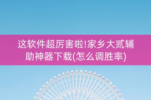这软件超厉害啦!家乡大贰辅助神器下载(怎么调胜率)