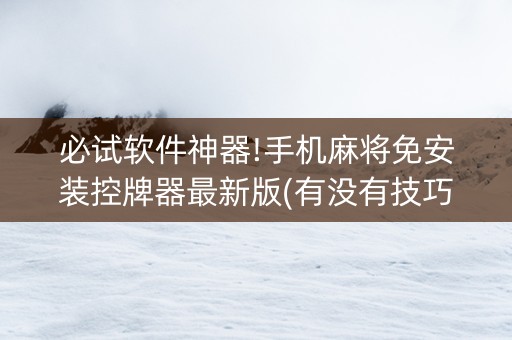 必试软件神器!手机麻将免安装控牌器最新版(有没有技巧)
