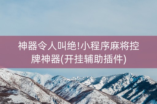 神器令人叫绝!小程序麻将控牌神器(开挂辅助插件)
