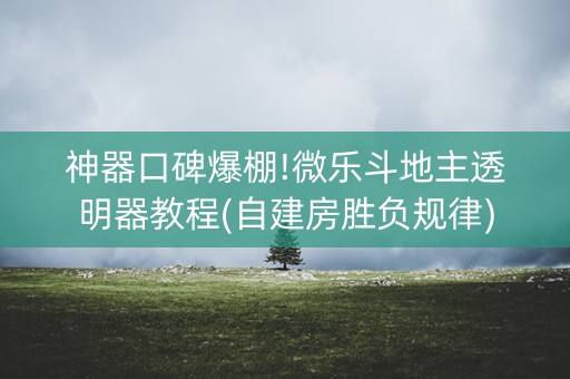 神器口碑爆棚!微乐斗地主透明器教程(自建房胜负规律)
