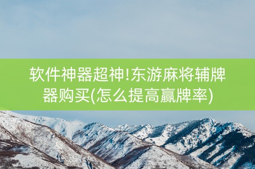 软件神器超神!东游麻将辅牌器购买(怎么提高赢牌率)