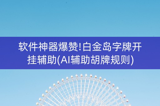 软件神器爆赞!白金岛字牌开挂辅助(AI辅助胡牌规则)