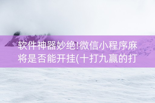 软件神器妙绝!微信小程序麻将是否能开挂(十打九赢的打法)
