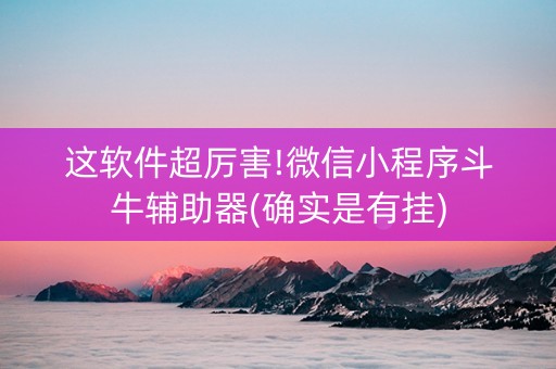 这软件超厉害!微信小程序斗牛辅助器(确实是有挂)