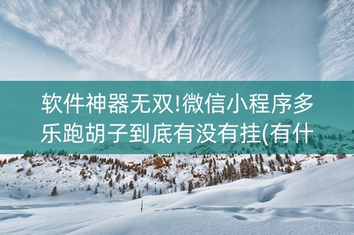 软件神器无双!微信小程序多乐跑胡子到底有没有挂(有什么诀窍)