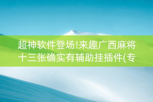 超神软件登场!来趣广西麻将十三张确实有辅助挂插件(专用神器胡牌技巧)
