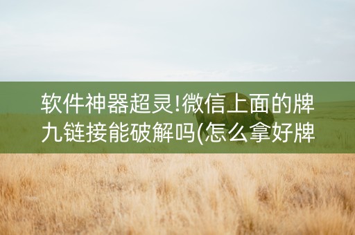 软件神器超灵!微信上面的牌九链接能破解吗(怎么拿好牌)
