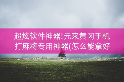 超炫软件神器!元来黄冈手机打麻将专用神器(怎么能拿好牌)