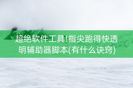 超绝软件工具!指尖跑得快透明辅助器脚本(有什么诀窍)