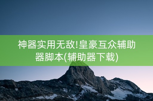 神器实用无敌!皇豪互众辅助器脚本(辅助器下载)