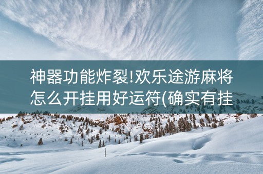 神器功能炸裂!欢乐途游麻将怎么开挂用好运符(确实有挂吗)