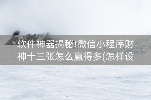 软件神器揭秘!微信小程序财神十三张怎么赢得多(怎样设置拿好牌)