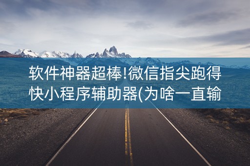 软件神器超棒!微信指尖跑得快小程序辅助器(为啥一直输)