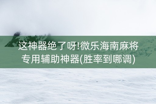 这神器绝了呀!微乐海南麻将专用辅助神器(胜率到哪调)