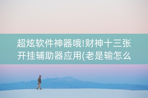 超炫软件神器哦!财神十三张开挂辅助器应用(老是输怎么办)