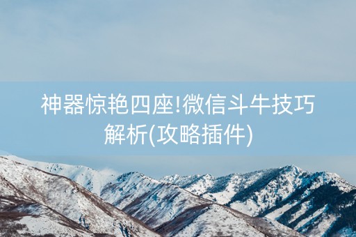 神器惊艳四座!微信斗牛技巧解析(攻略插件)