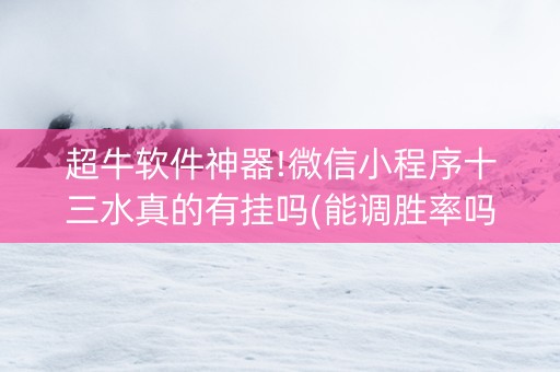 超牛软件神器!微信小程序十三水真的有挂吗(能调胜率吗)