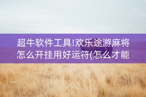 超牛软件工具!欢乐途游麻将怎么开挂用好运符(怎么才能来好牌)