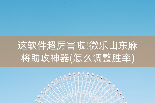 这软件超厉害啦!微乐山东麻将助攻神器(怎么调整胜率)