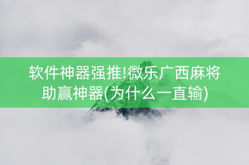 软件神器强推!微乐广西麻将助赢神器(为什么一直输)