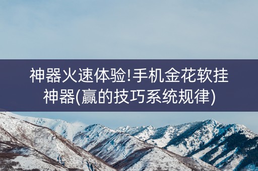 神器火速体验!手机金花软挂神器(赢的技巧系统规律)