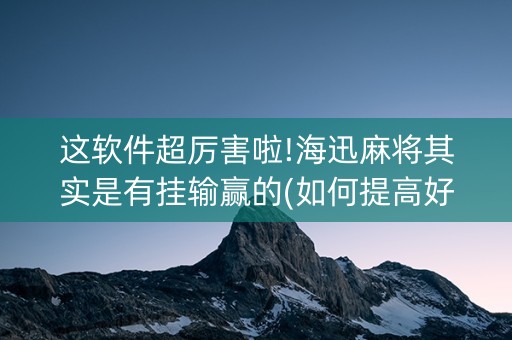 这软件超厉害啦!海迅麻将其实是有挂输赢的(如何提高好牌几率)