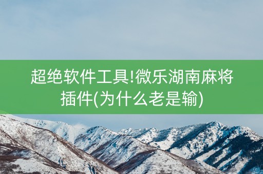 超绝软件工具!微乐湖南麻将插件(为什么老是输)