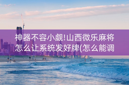 神器不容小觑!山西微乐麻将怎么让系统发好牌(怎么能调好牌)