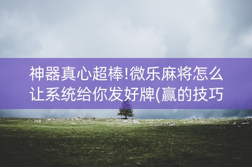 神器真心超棒!微乐麻将怎么让系统给你发好牌(赢的技巧系统规律)