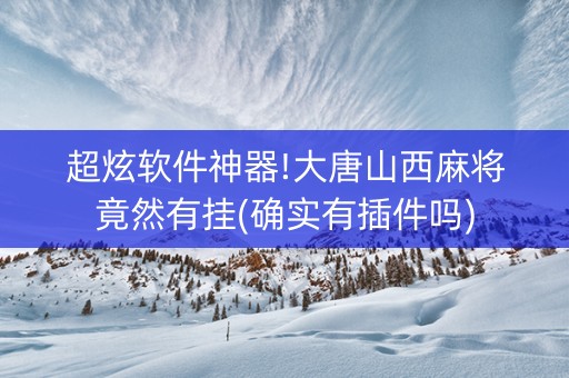 超炫软件神器!大唐山西麻将竟然有挂(确实有插件吗)