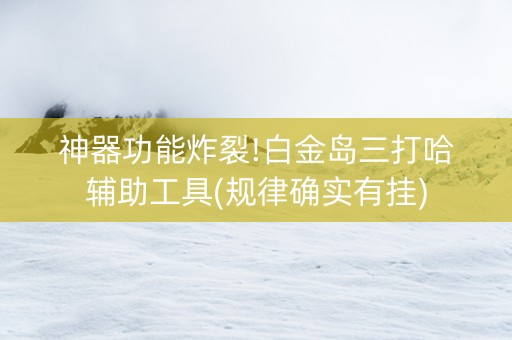 神器功能炸裂!白金岛三打哈辅助工具(规律确实有挂)
