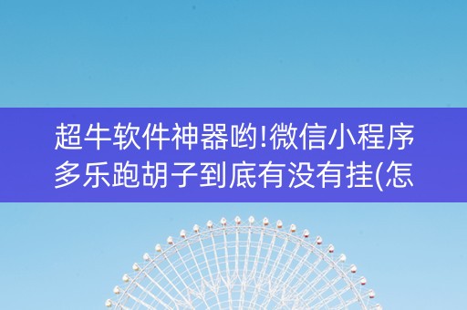 超牛软件神器哟!微信小程序多乐跑胡子到底有没有挂(怎样设置拿好牌)