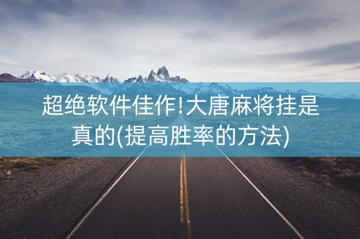 超绝软件佳作!大唐麻将挂是真的(提高胜率的方法)