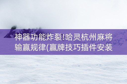 神器功能炸裂!哈灵杭州麻将输赢规律(赢牌技巧插件安装)