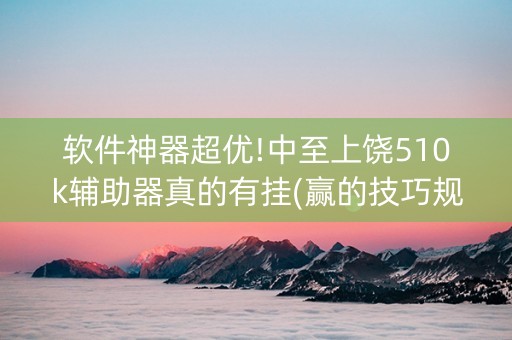 软件神器超优!中至上饶510k辅助器真的有挂(赢的技巧规律)
