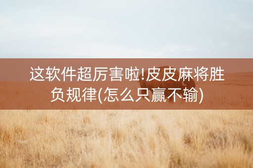 这软件超厉害啦!皮皮麻将胜负规律(怎么只赢不输)