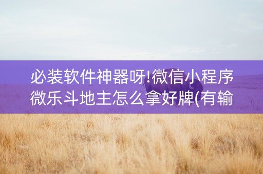 必装软件神器呀!微信小程序微乐斗地主怎么拿好牌(有输赢规律吗)