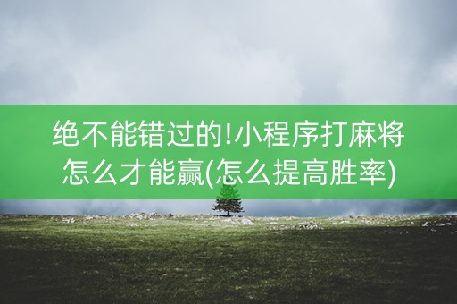 绝不能错过的!小程序打麻将怎么才能赢(怎么提高胜率)