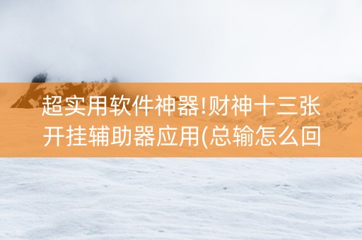超实用软件神器!财神十三张开挂辅助器应用(总输怎么回事)