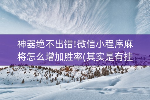 神器绝不出错!微信小程序麻将怎么增加胜率(其实是有挂确实有挂)