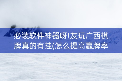 必装软件神器呀!友玩广西棋牌真的有挂(怎么提高赢牌率)