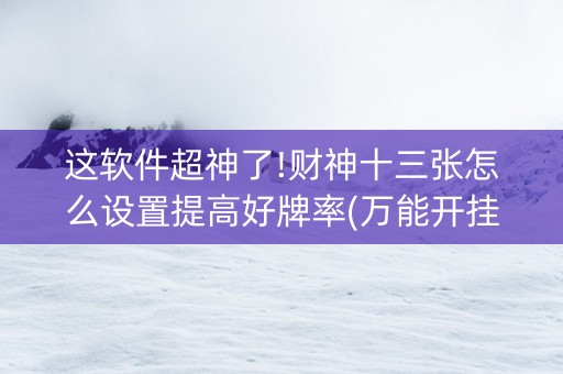 这软件超神了!财神十三张怎么设置提高好牌率(万能开挂神器)