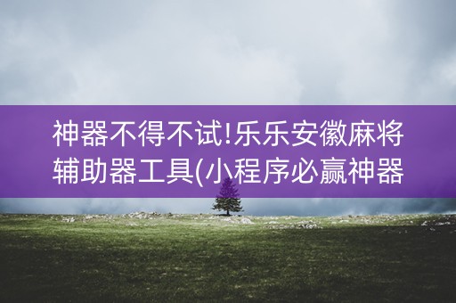 神器不得不试!乐乐安徽麻将辅助器工具(小程序必赢神器)