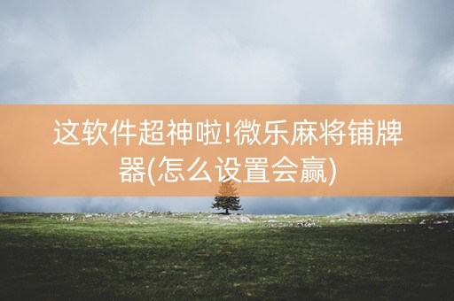 这软件超神啦!微乐麻将铺牌器(怎么设置会赢)